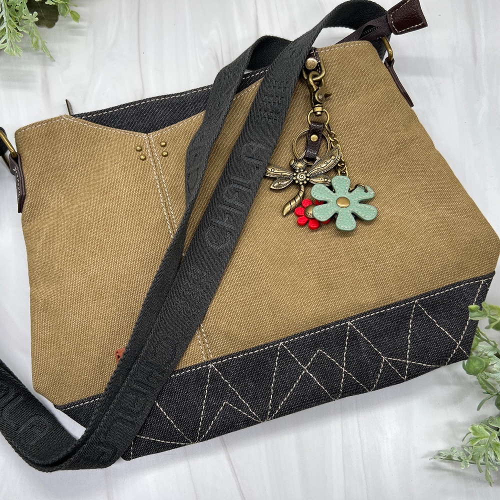 CHALA Prism Crossbody Shoulder Purse w/Adjustable Strap-Dragonfly key fob